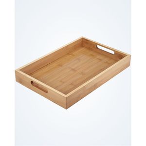 Handmade Wooden Serving Tray printed inlay Decorative Coffee <b>Table</b> Platter Rectangular Food <b>Butler</b> Tray with Handles Wood Trays - Product Image 5