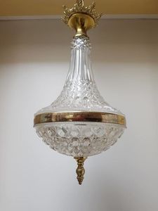 Lámpara Colgante Redonda de Cristal con Acabado en Latón y Globo Acanalado para Decoración del Hogar - Product Image 2