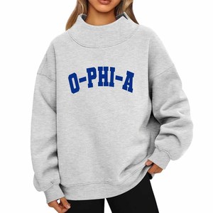 Custom O-PHI-A Omega / Phi / Alpha Pullover <b>Mock</b> <b>neck</b> Sweatshirt Oversized <b>Mock</b> <b>Neck</b> Sweatshirts for Women Cozy Loose Fit - Product Image 1