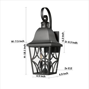 Lanterna da Parete per Esterni Nera Opaca, Applique da Esterno Impermeabile e Luci per Portico con Vetro Trasparente, Lampade da Parete per Esterni - Product Image 3