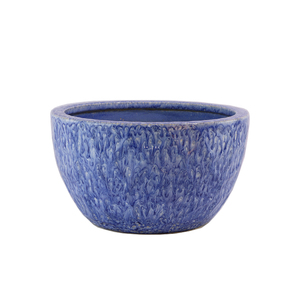 AURORA POTS AUD049 Pot de fleurs en céramique émaillée moderne bleu, texture irrégulière, jardinière d'extérieur, style minimaliste - Product Image 1