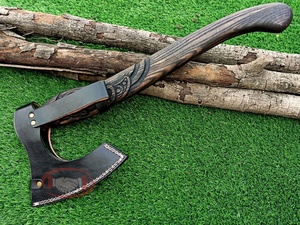 ขวานเหล็กดามัสกัสด้วยมือถือขวานแบบมีหนวดขวานแบบมีดไวกิ้งทำจากหนังแกะ - Product Image 6