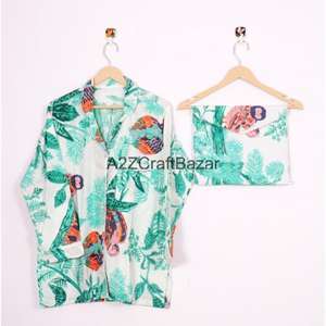 Nuevo Conjunto de Pijama de Algodón 100% con Estampado Floral Romántico Vintage, Camisa y Pantalón, Suave, Transpirable, de Secado Rápido, Cintura Elástica - Product Image 2