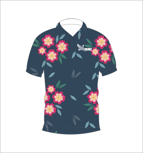 เสื้อโปโลชายลายดอกไม้สีกรมท่า พิมพ์ลายทั้งตัว แขนสั้น สไตล์ลำลอง สำหรับเล่นกอล์ฟ - Product Image 1