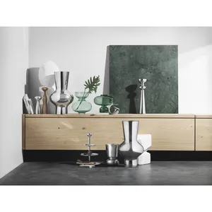 Vase à fleurs en métal artisanal haut de gamme, design artistique, fournisseur en gros, vase à fleurs décoratif ovale moderne en métal - Product Image 3