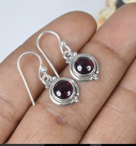 Wholesale Natural <b>Garnet</b> <b>Earrings</b> 925 Sterling Silver Handmade Round <b>Garnet</b> Drop Dangle <b>Earrings</b> Vintage Boho Fine Jewelry - Product Image 2