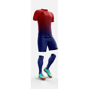 Mens Red Navy Ombre <b>Football</b> Jersey With Navy <b>Blue</b> Shorts With Matching <b>Socks</b> – Teamwear Manufacturer - Product Image 2