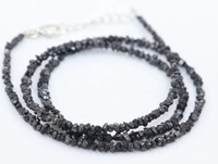 Collier de perles de diamant noir brut AAA non taillées, perles de pierre non taillées 3mm, brins de 15 pouces, perles de pierre non taillées uniques