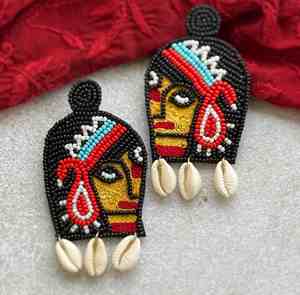 Boucles d'oreilles au crochet, motif personnalisé, multi-perles, pour femmes, bijoux de fête, au meilleur prix, boucles d'oreilles perlées - Product Image 5