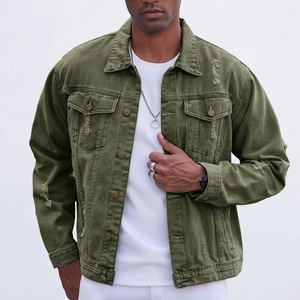 Blouson Bomber Unisexe en Jean Délavé Bleu Clair Effet Usé avec Fermeture Éclair Manches Longues Vêtement d'extérieur Camouflage Printemps Formel - Product Image 2