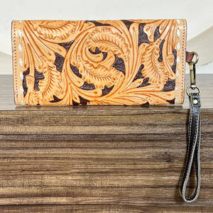 Prix d'usine – Nouvelle pochette à main en cuir véritable fait main pour femme, style floral, mini sac à main, portefeuille multi-usages pour le quotidien - Product Image 5