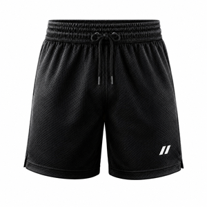 High Quality Men's <b>Black</b> Mesh Drawstring Breathable Sporty Design Mid Waist <b>Short</b> Length Heat Transfer Print Embroidery <b>Work</b> - Product Image 1