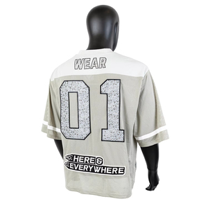 Maillot de football en maille oversize à col en V 100% polyester respirant, impression par sublimation personnalisée, manches courtes, vêtements unisexes pour adultes - Product Image 3