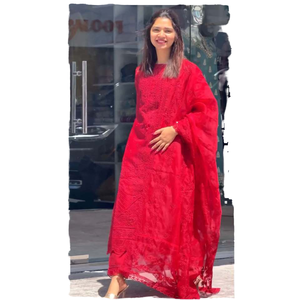 Conjunto de ropa de fiesta Georgette de imitación pesada para mujer de diseñador con parte inferior elegante y conjuntos de mujer elegantes Dupatta para fiestas - Product Image 1