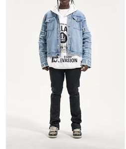 Denim Jeans <b>Jacket</b> New <b>Fringe</b> Stitching Men's Washed Denim <b>Jacket</b> Fashion Casual <b>Jacket</b> - Product Image 4