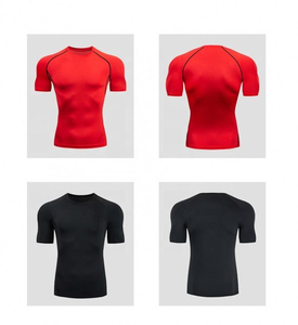 เสื้อยืดแขนสั้นผู้ชาย ผ้ารัดรูป สีพื้น แห้งเร็ว ทรงเข้ารูป คอกลม สปอร์ต ผ้าถักโพลีเอสเตอร์ - Product Image 3
