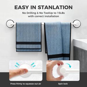 Portasciugamani da Bagno Regolabile da 14,6 a 24 Pollici in Acciaio Inox con Ventosa, Porta Asciugamani da Parete Moderno - Product Image 4