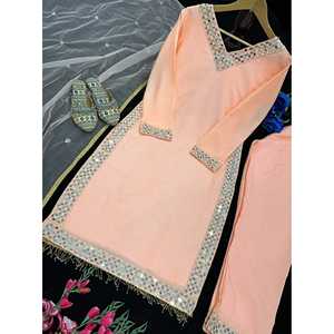 Conjunto Elegante de Top y Pantalón con Dupatta para Mujer, Ideal para Fiestas - Product Image 1