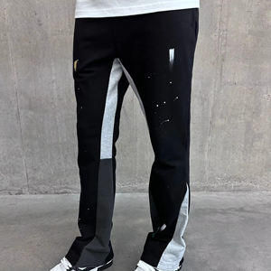 Pantalon de survêtement homme coupe ample évasée, style baggy, à rayures, jambe large, avec logo personnalisé - Product Image 2