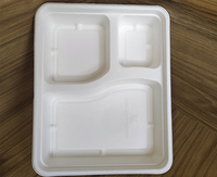 Assiette à compartiments carrée biodégradable et compostable, écologique, jetable, anti-fuite, compatible lave-vaisselle, en bagasse blanche, sans BPA