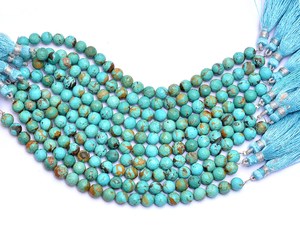 Cuentas facetadas redondas de turquesa AAA de 7mm-8mm, turquesa natural genuina de Arizona, piedra semipreciosa, cuentas sueltas para la fabricación de joyería. - Product Image 1