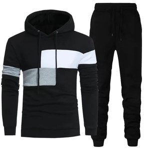 ชุดวอร์มผู้ชายแบบมีฮู้ด ผ้าฟลีซเนื้อนุ่ม สไตล์ลำลอง สตรีทแวร์ สำหรับออกกำลังกาย วิ่งจ๊อกกิ้ง สองชิ้น ผลิตจากผ้าโพลีเอสเตอร์/คอตตอน ผสมผสานกัน ระบายอากาศได้ดี แห้งเร็ว ไซส์พลัส - Product Image 1