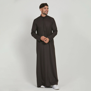 Customized Muslim Pakistan <b>Men's</b> Jubba Anti-Static Polyester Fabric Embroidery V Neck Long Sleeve Loose Fit Jubba Kurta <b>Thobe</b> - Product Image 4