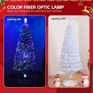 Albero di Natale Artificiale Pre-Illuminato in Fibra Ottica da 2,13 m, Realistico con 280 Punte a Ramo, Stella in Cima e Decorazioni Natalizie - Product Image 6