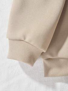 Sudadera Oversize de Cuello Redondo para Mujer, Color Sólido, Hombros Caídos, Tejido de Algodón Transpirable, Ropa de Otoño - Product Image 2