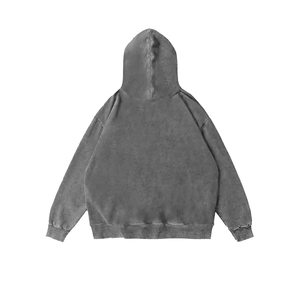 Hoodie unisexe oversize en molleton bouclette 100% coton délavé, imprimé sérigraphié personnalisé, style streetwear, avec fermeture éclair, pour l'hiver - Product Image 2
