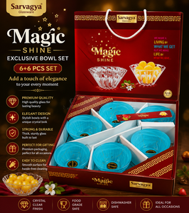 Juego de Regalo de 6 Tazones de Cristal con Brillo Mágico de Lujo, con Impresión, en Caja, para Servir, Vajilla Festiva, Fácil de Limpiar - Product Image 4
