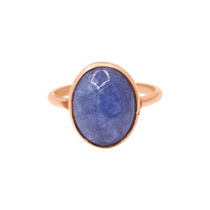 Bague classique d'anniversaire faite à la main en or jaune 14 carats avec tanzanite naturelle taille ovale et sertissage clos certifié, bijoux pour femme - Product Image 2