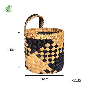 Ensemble de 2 paniers en jacinthe d'eau noire à carreaux, faits à la main, paniers de rangement, vente en gros, écologiques, fabriqués au Vietnam - Product Image 2