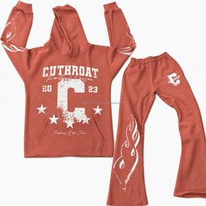Ensemble de survêtement streetwear épais 100 % coton, comprenant un sweat à capuche et un pantalon de jogging, personnalisable - Product Image 1