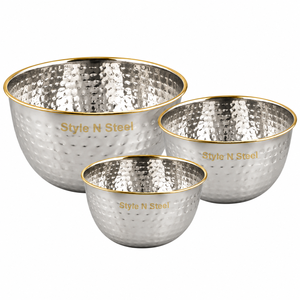 Bol en acier inoxydable martelé à double paroi, rond, pour service, mélange ou présentation, idéal pour la maison, les restaurants et les fêtes - Product Image 2