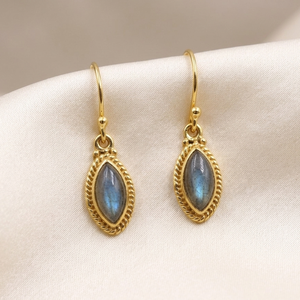 Pendientes Colgantes de Labradorita Azul Fuego en Plata de Ley 925, Chapados en Oro Rosa y Oro Amarillo, Joyería Boho Hecha a Mano para Mujer - Product Image 5