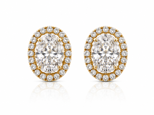 Pendientes de Diamante Ovalado Cultivado en Laboratorio con Halo, Chapados en Rodio, Certificados por IGI, Joyería de Moda para Bodas - Product Image 1