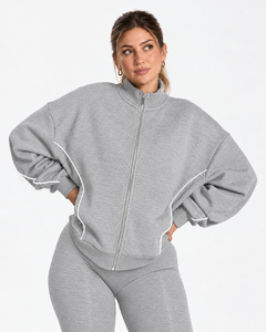 Personalized <b>Women's</b> Contrastline Full Zip Tracksuit Two Piece Casual Outfit Relaxed <b>Jacket</b> And Wide Leg Pants Matching Apparel - Product Image 3