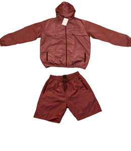 Ensemble coupe-vent à capuche vert pour homme, en velours tissé respirant et à séchage rapide, en polyester, décontracté, deux pièces, survêtement de printemps, streetwear - Product Image 3