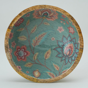 Bol en émail en bois style Charpai à imprimé floral, idéal pour servir salades, fruits, collations, pour la cuisine, la salle à manger, la décoration intérieure, vente en gros - Product Image 5