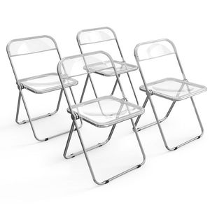2 sedie pieghevoli da patio bianche trasparenti, design in plastica pieghevole - Product Image 4
