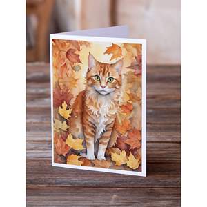 La Perm Cat Whimsical A7 Fall Leaves Tarjetas de felicitación Paquete de 8 tarjetas de notas en blanco con sobres Tamaño 5x7 - Product Image 2