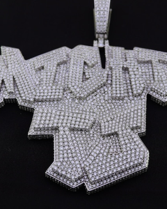 Colgante de Letra de Plata de Ley 925 con Moissanita Estilo Hip Hop, Micro Pavé, Corte Brillante Redondo, Amuleto Temático para Hombre, Uso Diario - Product Image 6