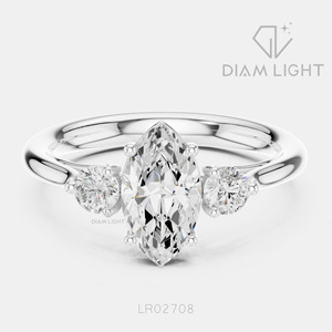 Bague de fiançailles en or blanc 14 carats avec diamant de laboratoire taille marquise 1,00 carat, certifiée IGI, bijoux fins pour femmes, idéale pour offrir - Product Image 1