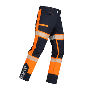 Men's High Visibility Reflective <b>Work</b> <b>Pants</b> With <b>Cargo</b> Pockets Orange Navy Color Blocked Breathable Oxford Fabric - Product Image 6