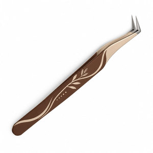 Pince à épiler de précision SHEARS BEAUTY en acier inoxydable, couleur or rose, design feuille de lune, durable, antistatique, pointe lisse et dentelée - Product Image 3