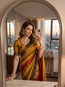 Soft Chiffon Silk Saree with Sequence Embroidery Border & Stitched Mono Silk <b>Blouse</b> Classic Embroidery Saree Graceful Party Wear - Product Image 3