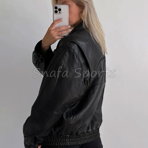 Blousons en cuir oversize de haute qualité pour femmes 2026, en vente en gros avec logo personnalisé - Product Image 6