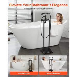 Robinet de baignoire à pieds en bronze huilé vintage, douchette à main de 59 pouces de long, bec rotatif à 360 degrés - Product Image 2