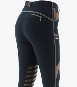 Women's Equestrian Jodhpur Breeches Zipper Pockets Horse Riding Tights with Silicone Grip <b>Knee</b>-<b>Patch</b> Full Seat Made of Spandex - Product Image 4